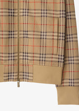 Burberry Check Track Bej Ekose Desenli Funnel Yaka Fermuarlı Erkek Sweatshirt