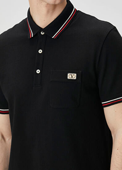 Valentino Regular Fit Polo Yaka Siyah T-Shirt