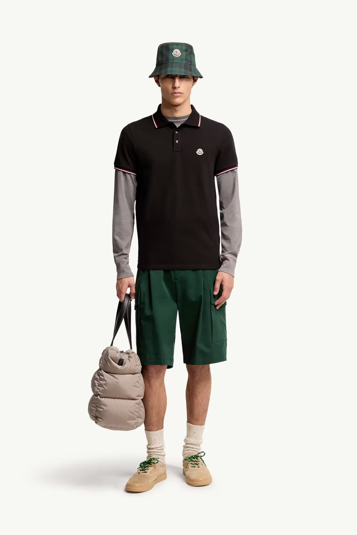 Moncler Siyah Pamuklu Pike Polo T-Shirt