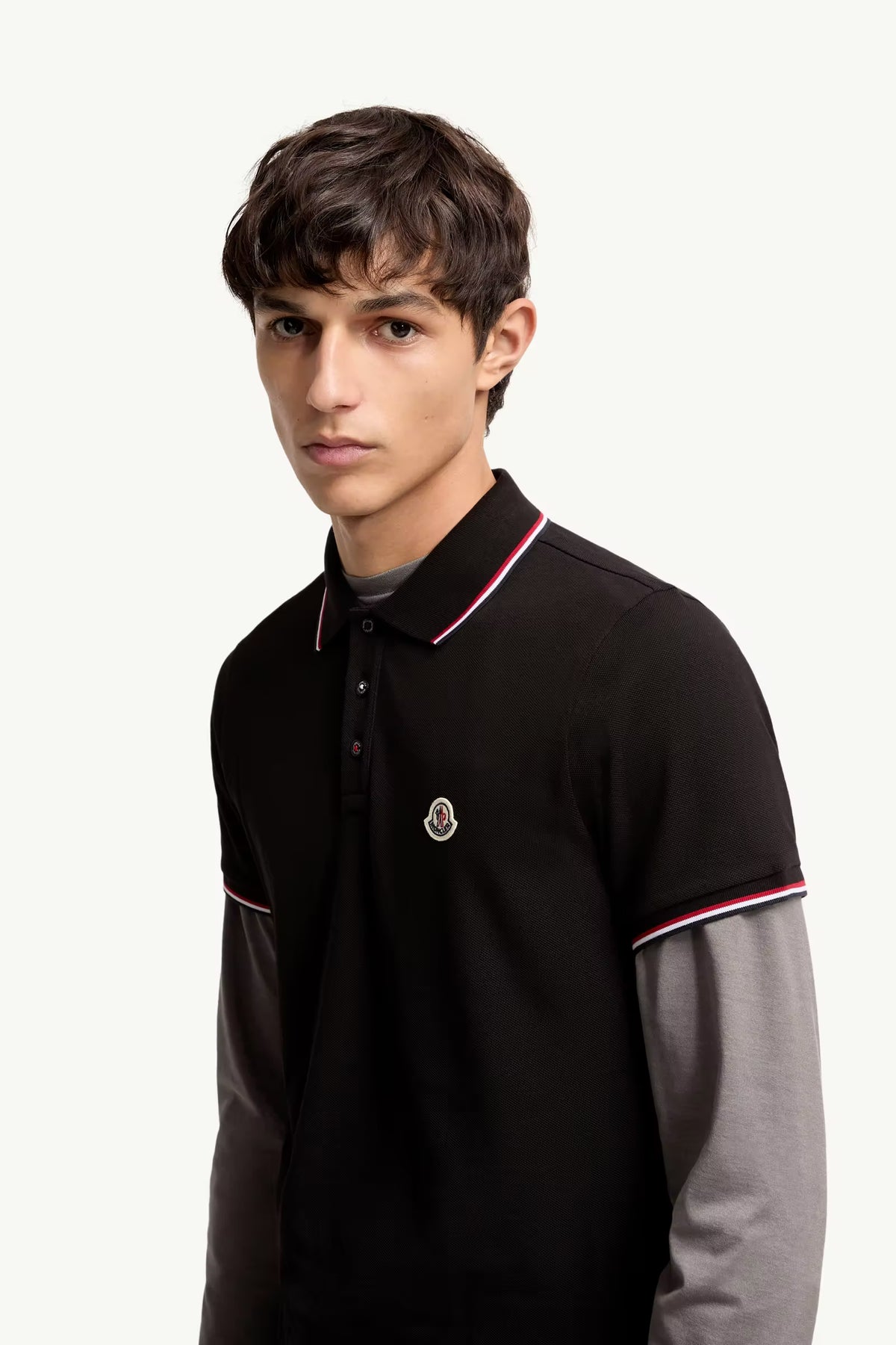 Moncler Siyah Pamuklu Pike Polo T-Shirt