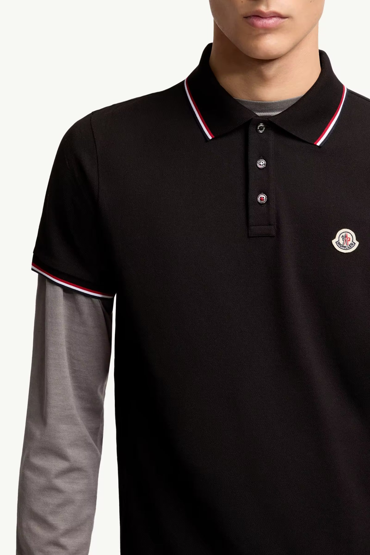 Moncler Siyah Pamuklu Pike Polo T-Shirt