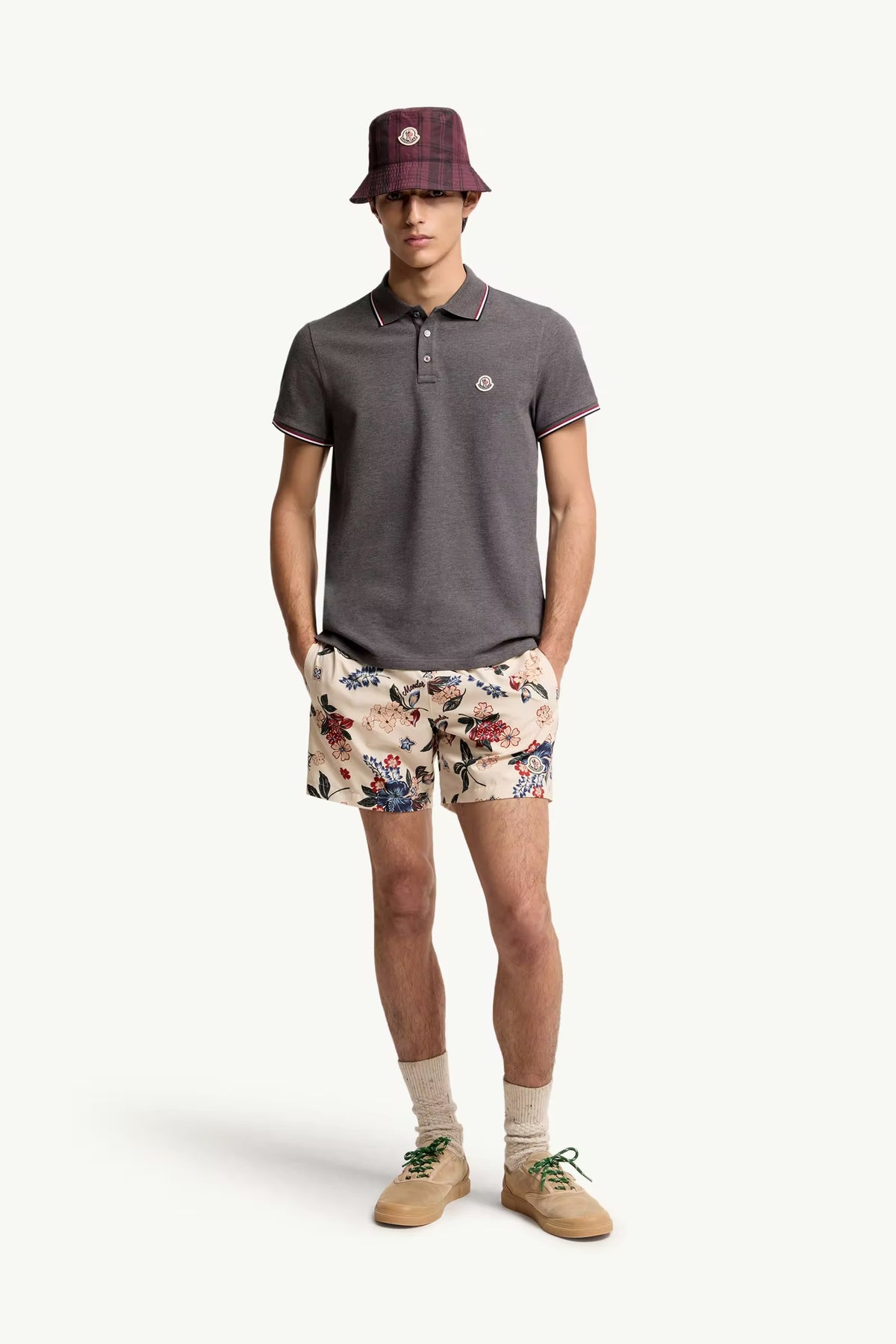 Moncler Gri Pamuklu Pike Polo T-Shirt