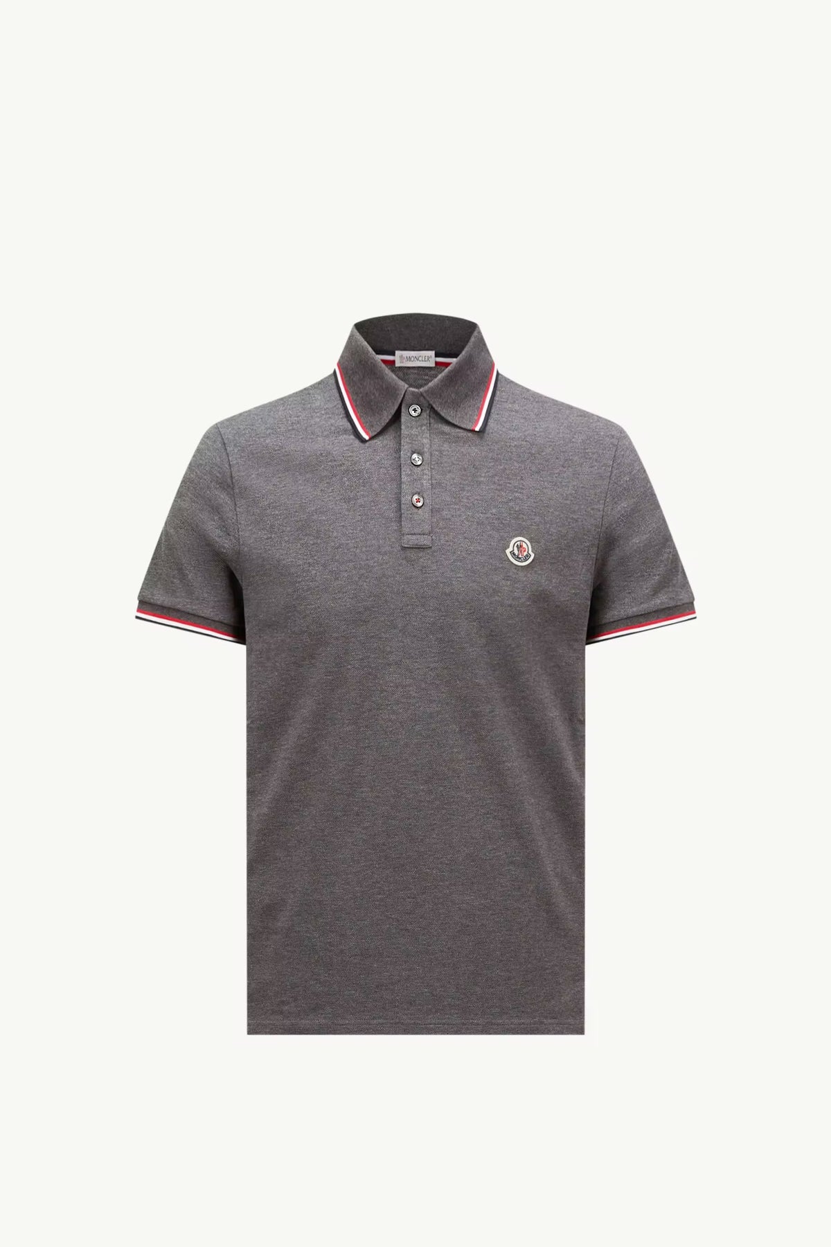 Moncler Gri Pamuklu Pike Polo T-Shirt