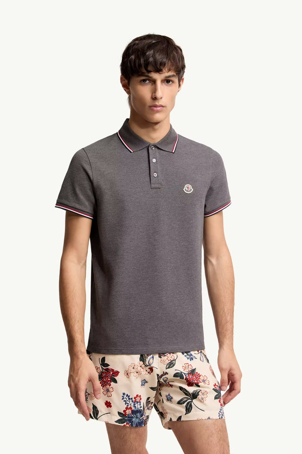 Moncler Gri Pamuklu Pike Polo T-Shirt