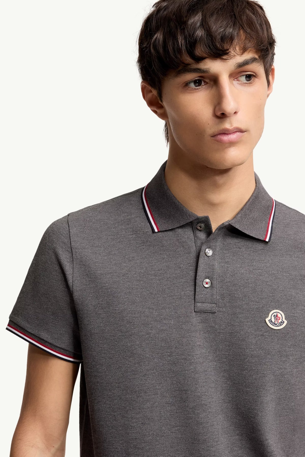 Moncler Gri Pamuklu Pike Polo T-Shirt