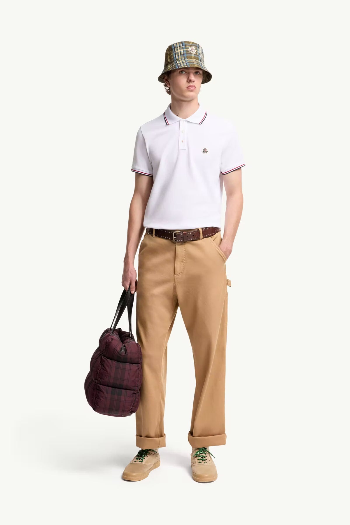 Moncler Beyaz Pamuklu Pike Polo T-Shirt
