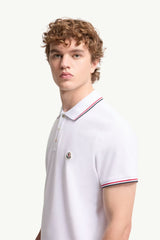 Moncler Beyaz Pamuklu Pike Polo T-Shirt