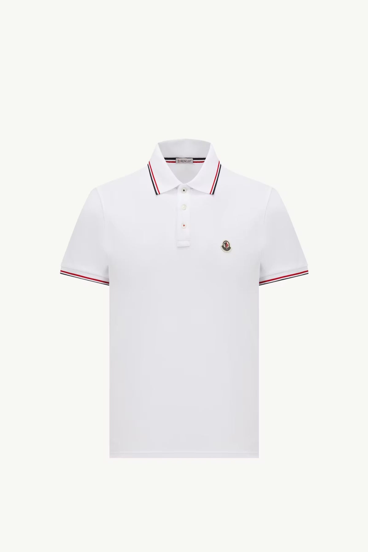 Moncler Beyaz Pamuklu Pike Polo T-Shirt