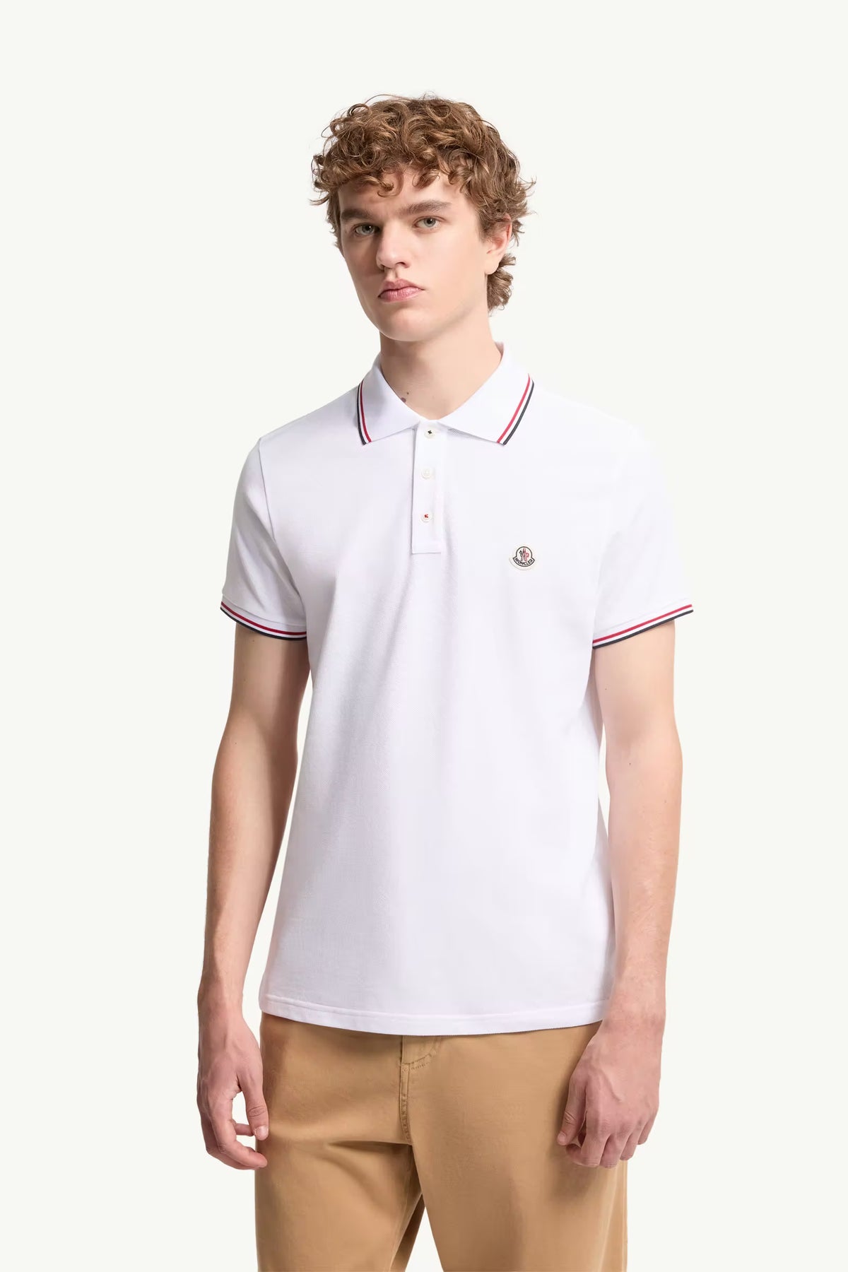 Moncler Beyaz Pamuklu Pike Polo T-Shirt